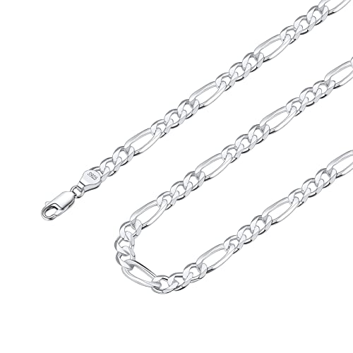 Suplight Silberkette Herren 925 Silber Unisex Figoro Kette 5mm Breit Damen Panzerkette Gliederkette Choker Hip-Hop Halskette 46cm lang Ersatzkette Modeschmuck Kette von Suplight