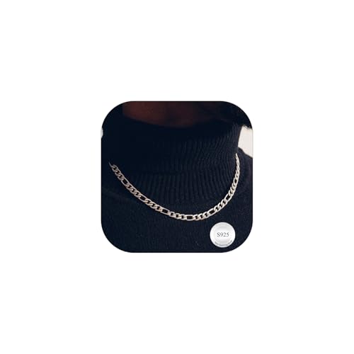 Suplight Silberkette Herren 925 Silber Unisex Figoro Kette 5mm Breit Damen Panzerkette Gliederkette Choker Hip-Hop Halskette 66cm lang Ersatzkette Modeschmuck Kette von Suplight