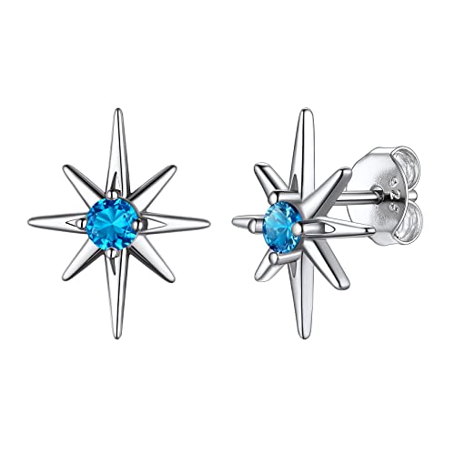 Suplight Stern Ohrringe für Damen mit Mondstein Dezember Medizinische Ohrstecker Zirkonia Earrings Geschenk für Mädchen Frauen von Suplight