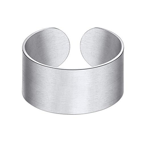 Suplight Unisex Knöchelring 10mm breit Offener Ring verstellbar Band Ring matte Edelstahl Bandring Damen Herren Partnerringe Modeschmuck Geschenk für Weihnachten Jahrestag von Suplight