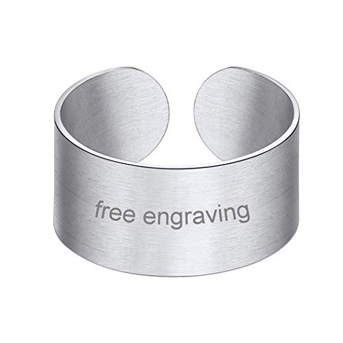 Suplight Unisex Knöchelring 10mm breit Offener Ring verstellbar Band Ring matte Edelstahl Bandring Damen Herren Partnerringe mit Gravur Personalisierbarer Geschenk für Weihnachten Jahrestag von Suplight