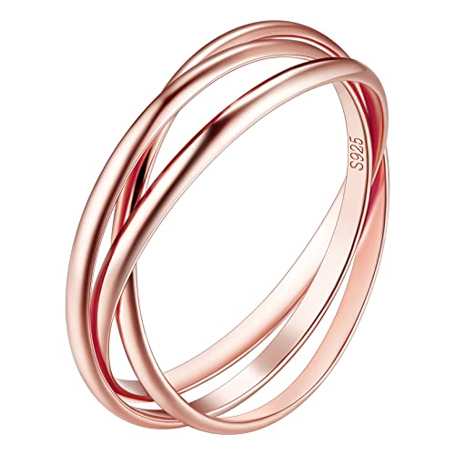 Suplight Wickelring Silber 925 Damen 3er Ring Dreifach Dreierring Trinity Ring Größe 14,8mm rosegold von Suplight