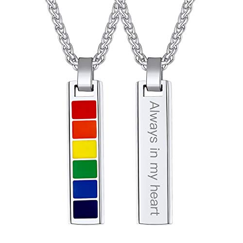 Suplight personalisiert LGBT Pride Kette Herren Damen Edelstahl Stab Anhänger Halskette Homosexuell Regenbogen Emaille Gay & Lesbian Modeschmuck für Männer Frauen Unisex von Suplight