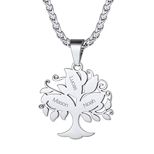 Suplight personalisiert Lebensbaum Kette für Männer Jungen Edelstahl Familienstammbaum mit 56+5cm Weizenkette Namen Gravur Geburtssteinkette Schmuck Souvenir für BFF Freundschaft Geschenk Suplight personalisiert Lebensbaum Kette für Männer Jungen Edelstahl Familienstammbaum mit 56+5cm Weizenkette Namen Gravur Geburtssteinkette Schmuck Souvenir für BFF Freundschaft Geschenk von Suplight