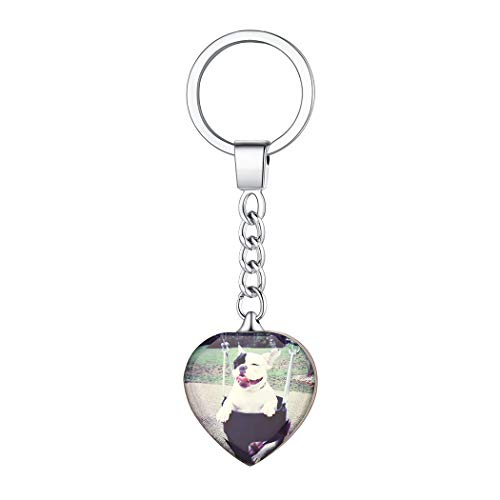 Suplight personalisiert Schlüsselanhänger für Damen Mädchen Synthetisches Kristall Herzanhänger beiden Seiten Fotogravur Anhänger Keyring tolles Geschenk für Ehefrau Freundin von Suplight