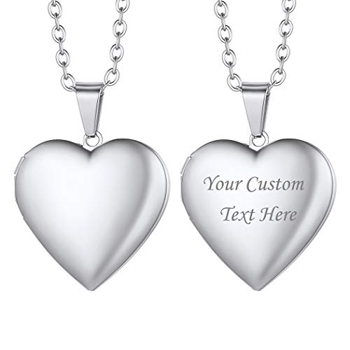 Suplight schlicht Herzkette Foto personalisiert Anhänger zum Öffnen mit Rolokette Edelstahl Herz Medaillon für Bilder Amulett Valentinstag Weihnachten Schmuck für Ehefrau Freundin von Suplight