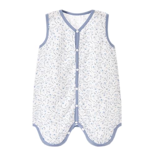 Supolian Sommer Kinder Schlafsack 6-48 Monate Tragbare Decke für Babys Weste Babydecken TOG 0.23 Kleinkind Schlafsack 11 Farben Kinder Nachtwäsche (Kleine Blume Blau, S (70-80cm)) von Supolian