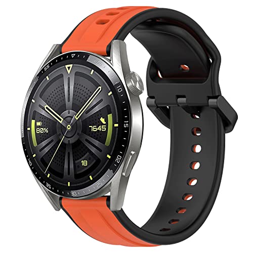 Armband für Huawei Watch GT 4 46mm/Huawei Watch GT 3 46mm, 22mm Zweifarbig Wasserdichtes Silikon Sportband für Huawei Watch GT 3 Pro 46mm/Watch 3/Watch 3 Pro/Watch GT 2 46 mm/GT2 Pro von Supore