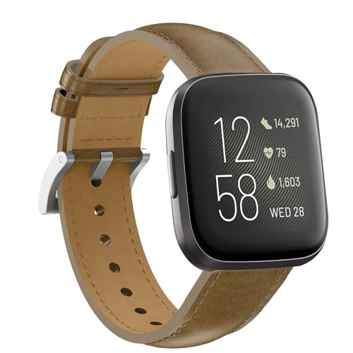 Supore Kompatibel mit Fitbit Versa 2/Fitbit Versa Armband, Weiches Leder Uhrenarmband für Fitbit Versa 2/Versa/Lite/Versa SE Herren Damen von Supore