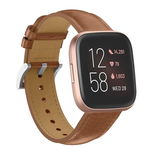 Supore Kompatibel mit Fitbit Versa 2/Fitbit Versa Armband, Weiches Leder Uhrenarmband für Fitbit Versa 2/Versa/Lite/Versa SE Herren Damen von Supore