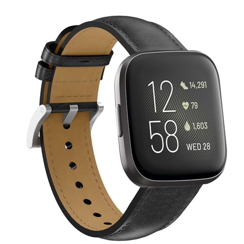 Supore Kompatibel mit Fitbit Versa 2/Fitbit Versa Armband, Weiches Leder Uhrenarmband für Fitbit Versa 2/Versa/Lite/Versa SE Herren Damen von Supore