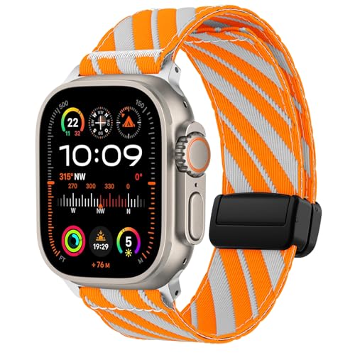 Supore Kompatibel mit Apple Watch Armband Ultra 2/Ultra 49mm 45mm 44mm 42mm, Leichtes Soft Canvas Nylon Armband für iWatch Ultra/Ultra 2 Series 9 8 7 6 5 4 3 2 1 SE Herren Damen von Supore