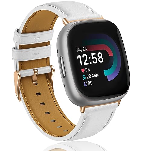 Supore Kompatibel mit Fitbit Versa 4/Versa 3 Armband, Weiches Leder Armband für Fitbit Versa 4/Fitbit Versa 3/Fitbit Sense/Fitbit Sense 2 Herren Damen von Supore