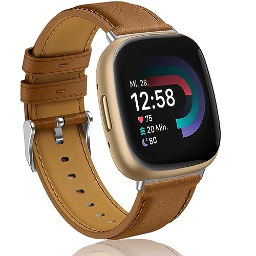 Supore Kompatibel mit Fitbit Versa 4/Versa 3 Armband, Weiches Leder Armband für Fitbit Versa 4/Fitbit Versa 3/Fitbit Sense/Fitbit Sense 2 Herren Damen von Supore