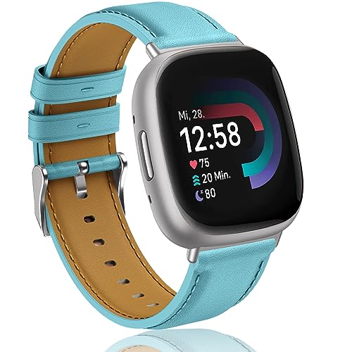 Supore Kompatibel mit Fitbit Versa 4/Versa 3 Armband, Weiches Leder Armband für Fitbit Versa 4/Fitbit Versa 3/Fitbit Sense/Fitbit Sense 2 Herren Damen von Supore