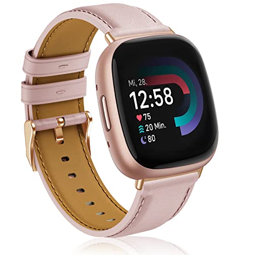 Supore Kompatibel mit Fitbit Versa 4/Versa 3 Armband, Weiches Leder Armband für Fitbit Versa 4/Fitbit Versa 3/Fitbit Sense/Fitbit Sense 2 Herren Damen von Supore