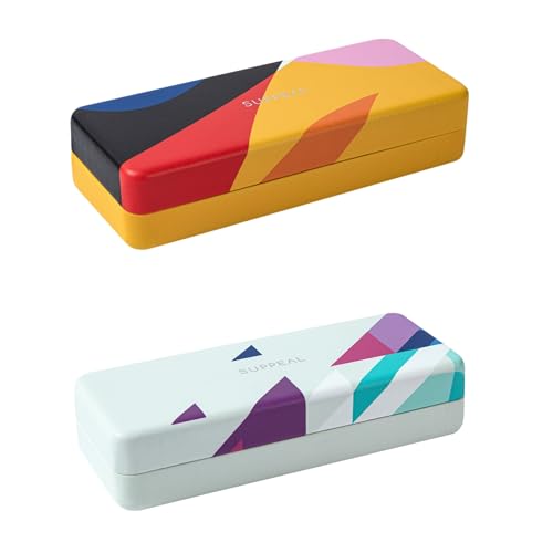 Suppeal 2er-Set Hartschalen-Brillenetui in Geschenkbox – Premium Brillenetui für Damen & Herren – Inkl. Mikrofaser-Putztuch – Robustes Etui für Brille, Sonnenbrille & mehr von Suppeal