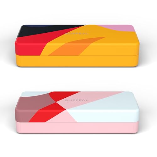 Suppeal 2er-Set Hartschalen-Brillenetui in Geschenkbox – Premium Brillenetui für Damen & Herren – Inkl. Mikrofaser-Putztuch – Robustes Etui für Brille, Sonnenbrille & mehr von Suppeal