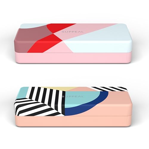 Suppeal 2er-Set Hartschalen-Brillenetui in Geschenkbox – Premium Brillenetui für Damen & Herren – Inkl. Mikrofaser-Putztuch – Robustes Etui für Brille, Sonnenbrille & mehr von Suppeal