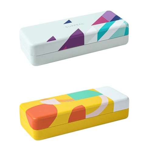 Suppeal 2er-Set Hartschalen-Brillenetui in Geschenkbox – Premium Brillenetui für Damen & Herren – Inkl. Mikrofaser-Putztuch – Robustes Etui für Brille, Sonnenbrille & mehr von Suppeal