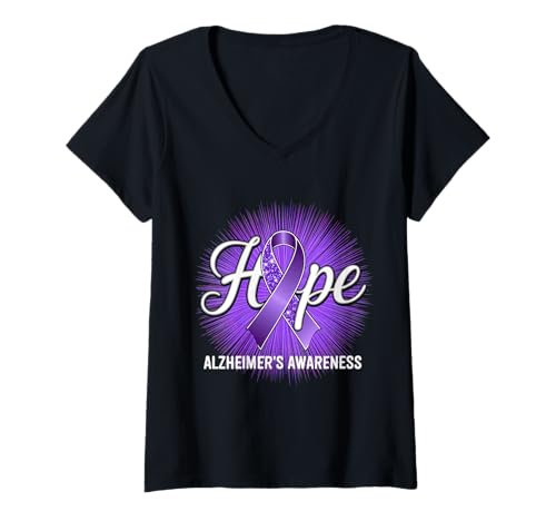 Damen Monat der Alzheimer-Aufklärung, Purple Ribbon T-Shirt mit V-Ausschnitt Damen Monat der Alzheimer-Aufklärung, Purple Ribbon T-Shirt mit V-Ausschnitt von Support Alzheimer's Awareness Month