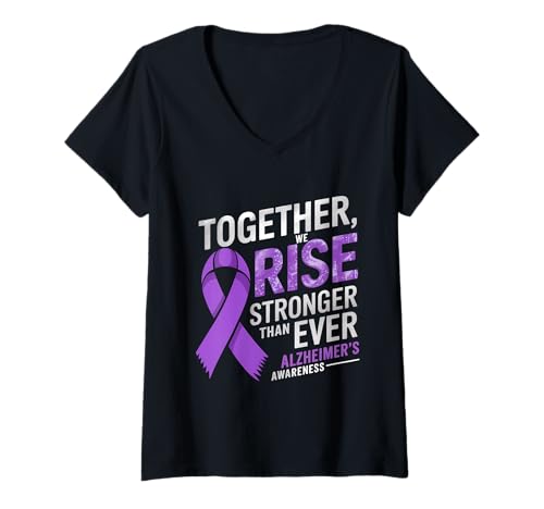 Damen Monat der Alzheimer-Aufklärung: Zusammen erheben wir Uns, lila Band T-Shirt mit V-Ausschnitt Damen Monat der Alzheimer-Aufklärung: Zusammen erheben wir Uns, lila Band T-Shirt mit V-Ausschnitt von Support Alzheimer's Awareness Month