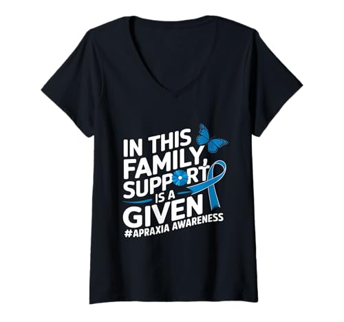 Damen Apraxia Awareness Warrior T-Shirt mit V-Ausschnitt Damen Apraxia Awareness Warrior T-Shirt mit V-Ausschnitt von Support Apraxia Awareness Month