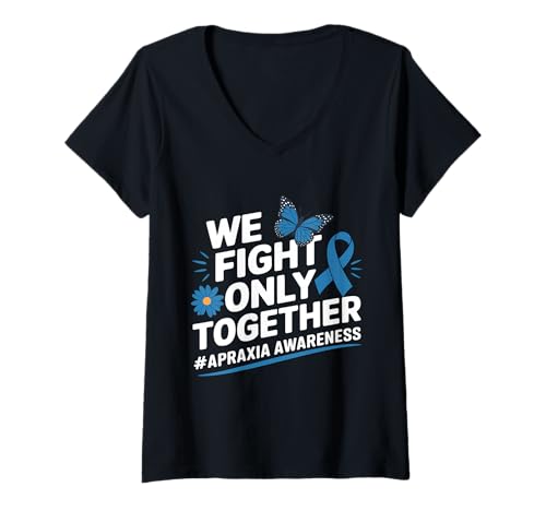 Damen Apraxia Awareness Warrior T-Shirt mit V-Ausschnitt Damen Apraxia Awareness Warrior T-Shirt mit V-Ausschnitt von Support Apraxia Awareness Month