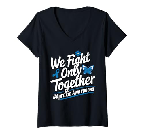 Damen Apraxia Awareness Warrior T-Shirt mit V-Ausschnitt Damen Apraxia Awareness Warrior T-Shirt mit V-Ausschnitt von Support Apraxia Awareness Month