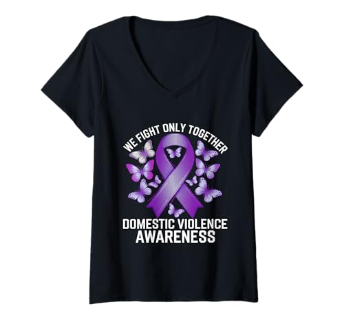 Damen Monat des Bewusstseins für häusliche Gewalt, den wir nur zusammen kämpfen T-Shirt mit V-Ausschnitt Damen Monat des Bewusstseins für häusliche Gewalt, den wir nur zusammen kämpfen T-Shirt mit V-Ausschnitt von Support Domestic Violence Awareness Month