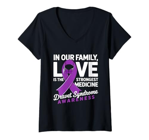 Damen Dravet-Syndrom, Bewusstseinsmonat, Liebe, stärkste Medizin T-Shirt mit V-Ausschnitt Damen Dravet-Syndrom, Bewusstseinsmonat, Liebe, stärkste Medizin T-Shirt mit V-Ausschnitt von Support Dravet Syndrome Awareness Month