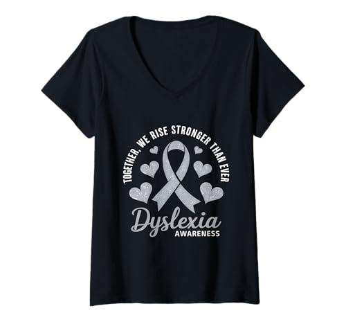 Damen Legasthenie Bewusstsein Lernen Behinderung Legastheniker T-Shirt mit V-Ausschnitt Damen Legasthenie Bewusstsein Lernen Behinderung Legastheniker T-Shirt mit V-Ausschnitt von Support Dyslexia Awareness Month