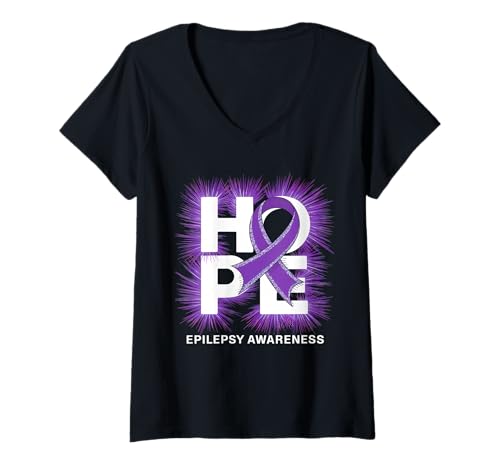 Damen Band für Epilepsie-Bewusstsein Monat Hoffnung, violett T-Shirt mit V-Ausschnitt Damen Band für Epilepsie-Bewusstsein Monat Hoffnung, violett T-Shirt mit V-Ausschnitt von Support Epilepsy Awareness Month