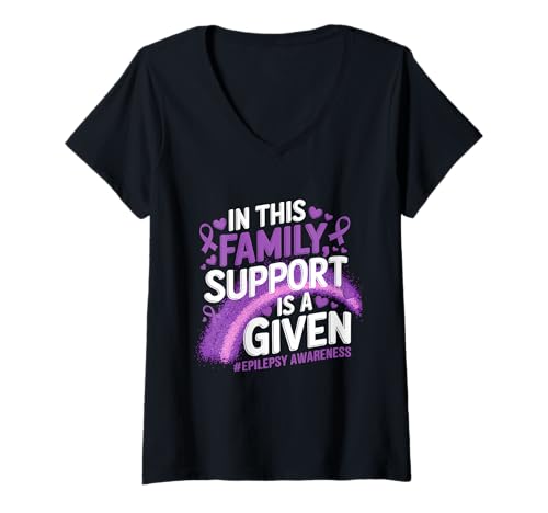 Damen Epilepsie-Bewusstsein Family Support is Given Purple Ribbon T-Shirt mit V-Ausschnitt Damen Epilepsie-Bewusstsein Family Support is Given Purple Ribbon T-Shirt mit V-Ausschnitt von Support Epilepsy Awareness Month