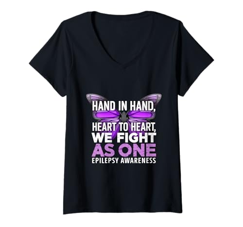 Damen Epilepsie-Bewusstseinsmonat Schmetterling We Fight As One T-Shirt mit V-Ausschnitt Damen Epilepsie-Bewusstseinsmonat Schmetterling We Fight As One T-Shirt mit V-Ausschnitt von Support Epilepsy Awareness Month