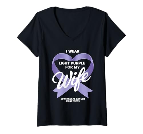 Damen Speiseröhrenkrebs Bewusstsein Speiseröhrenkrebs Frau T-Shirt mit V-Ausschnitt von Support Esophageal Awareness Month