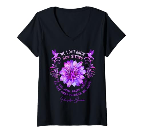 Damen FIBROMYALGIE-BEWUSSTSEIN Blume Wir wissen nicht, wie stark wir sind T-Shirt mit V-Ausschnitt Damen FIBROMYALGIE-BEWUSSTSEIN Blume Wir wissen nicht, wie stark wir sind T-Shirt mit V-Ausschnitt von Support FIBROMYALGIA Survivor 1A