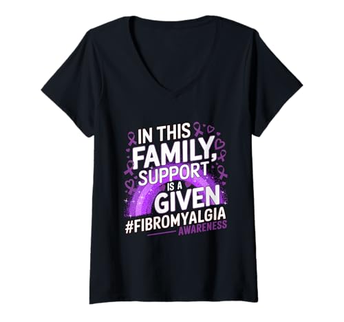 Damen Fibromyalgie Awareness Support is A Given Purple Ribbon T-Shirt mit V-Ausschnitt Damen Fibromyalgie Awareness Support is A Given Purple Ribbon T-Shirt mit V-Ausschnitt von Support Fibromyalgia Awareness Month