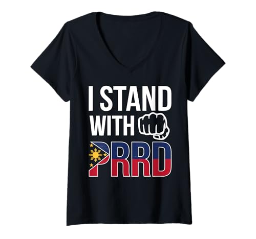 Damen Free Duterte Supporter Präsident Rodrigo Digong Duterte T-Shirt mit V-Ausschnitt von Support Former President Rodrigo Duterte ICC