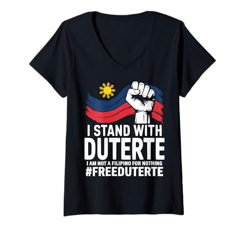 Damen Ich stehe hinter Duterte Ich bin nicht umsonst Filipino Free PRRD T-Shirt mit V-Ausschnitt Damen Ich stehe hinter Duterte Ich bin nicht umsonst Filipino Free PRRD T-Shirt mit V-Ausschnitt von Support Former President Rodrigo Duterte ICC