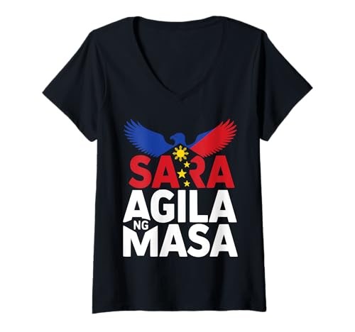 Damen Sara Agila ng Masa Ich stehe hinter PRRD Rodrigo Digong Duterte T-Shirt mit V-Ausschnitt Damen Sara Agila ng Masa Ich stehe hinter PRRD Rodrigo Digong Duterte T-Shirt mit V-Ausschnitt von Support Former President Rodrigo Duterte ICC