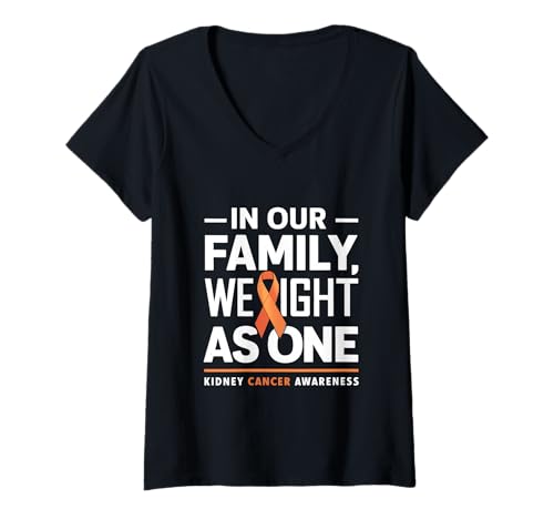 Damen Orange Ribbon Nierenkrebs-Bewusstsein We Fight As One T-Shirt mit V-Ausschnitt Damen Orange Ribbon Nierenkrebs-Bewusstsein We Fight As One T-Shirt mit V-Ausschnitt von Support Kidney Cancer Awareness Month