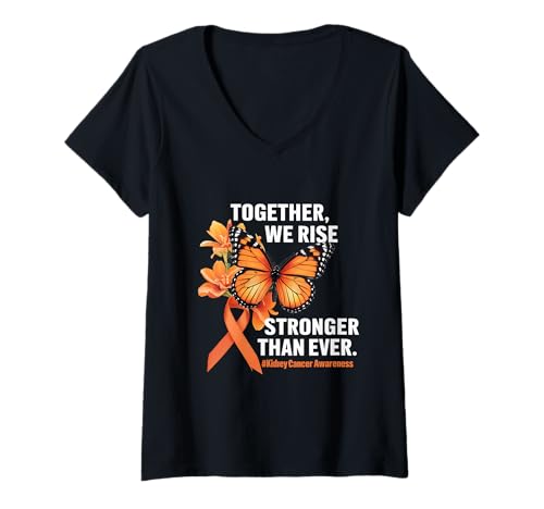 Damen Wir steigen stärker als je zuvor auf den Monat des Bewusstseins für Nierenkrebs T-Shirt mit V-Ausschnitt Damen Wir steigen stärker als je zuvor auf den Monat des Bewusstseins für Nierenkrebs T-Shirt mit V-Ausschnitt von Support Kidney Cancer Awareness Month