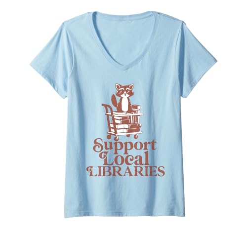 Damen Unterstützt lokale Bibliotheken Speichern Bibliothekar Buchleser T-Shirt mit V-Ausschnitt Damen Unterstützt lokale Bibliotheken Speichern Bibliothekar Buchleser T-Shirt mit V-Ausschnitt von Support Local Public Book Reader