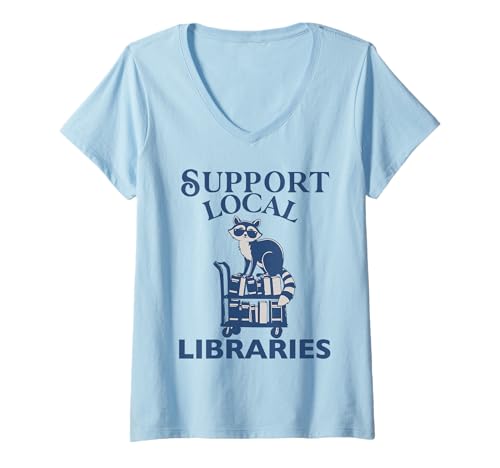 Damen Unterstützt lokale Bibliotheken Speichern Bibliothekar Buchleser T-Shirt mit V-Ausschnitt Damen Unterstützt lokale Bibliotheken Speichern Bibliothekar Buchleser T-Shirt mit V-Ausschnitt von Support Local Public Book Reader