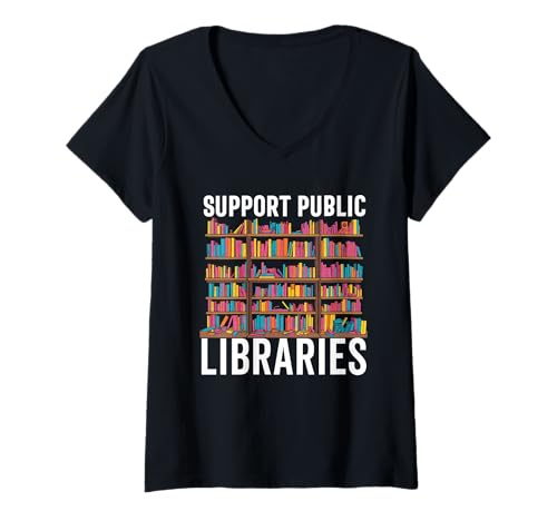 Damen Unterstützt lokale Bibliotheken Speichern Bibliothekar Buchleser T-Shirt mit V-Ausschnitt Damen Unterstützt lokale Bibliotheken Speichern Bibliothekar Buchleser T-Shirt mit V-Ausschnitt von Support Local Public Book Reader