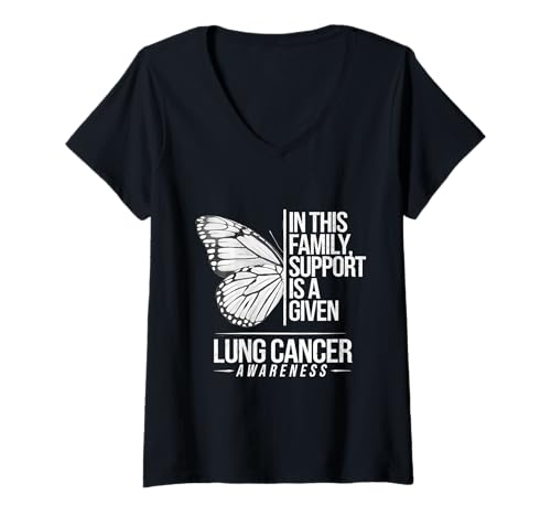 Damen Lungenkrebs Survivor Family Support is A Given White Ribbon T-Shirt mit V-Ausschnitt Damen Lungenkrebs Survivor Family Support is A Given White Ribbon T-Shirt mit V-Ausschnitt von Support Lung Cancer Awareness Month