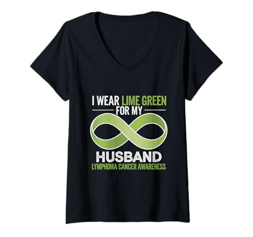 Damen I Wear Lime Husband Green Ribbon Bewusstsein für Lymphomkrebs T-Shirt mit V-Ausschnitt Damen I Wear Lime Husband Green Ribbon Bewusstsein für Lymphomkrebs T-Shirt mit V-Ausschnitt von Support Lymphoma Cancer Awareness Month