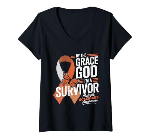 Damen by The Grace God Multiple Sklerose Awareness Month T-Shirt mit V-Ausschnitt Damen by The Grace God Multiple Sklerose Awareness Month T-Shirt mit V-Ausschnitt von Support Multiple Sclerosis Awareness Month