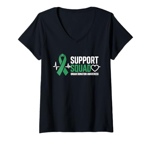 Damen Organspender Green Ribbon Organspende Bewusstsein T-Shirt mit V-Ausschnitt Damen Organspender Green Ribbon Organspende Bewusstsein T-Shirt mit V-Ausschnitt von Support Organ Donation Awareness Month